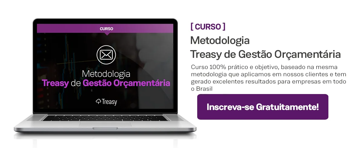 Banner do curso Treasy sobre acompanhamento de resultados com metodologia de gestão orçamentária