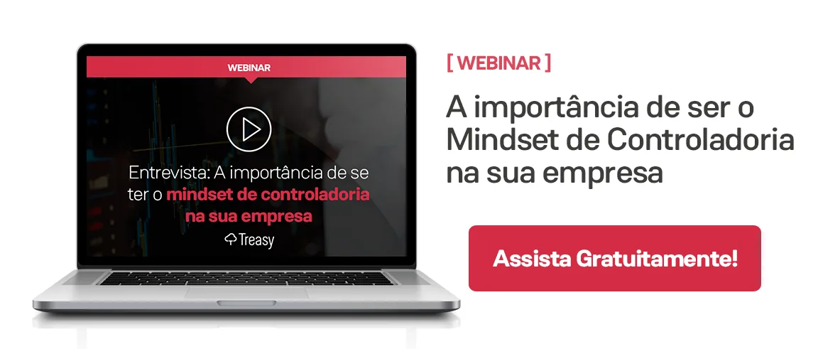 Banner de webinar sobre GECON e mindset de controladoria com laptop e botão de ação