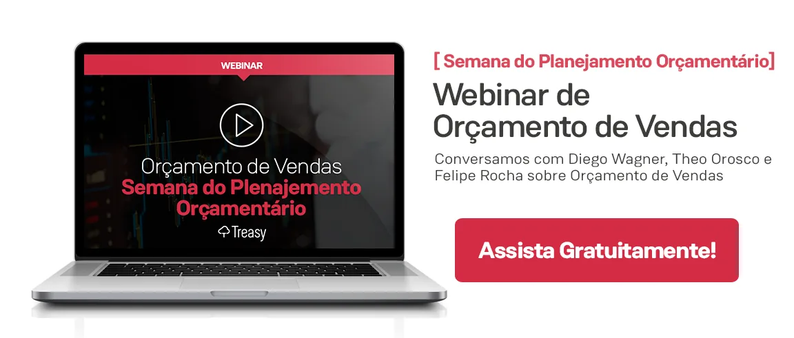 Banner promovendo webinar sobre orçamento e metas de vendas empresariais