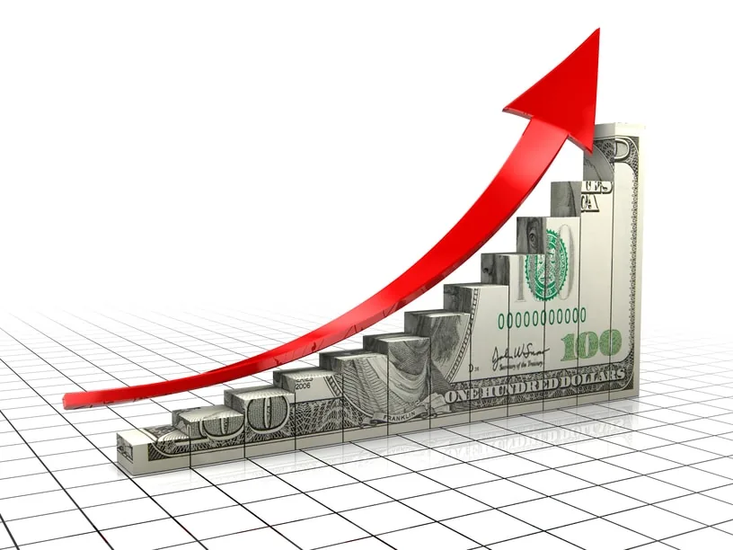 Gráfico de crescimento de receita mostrando estratégia de controle financeiro empresarial