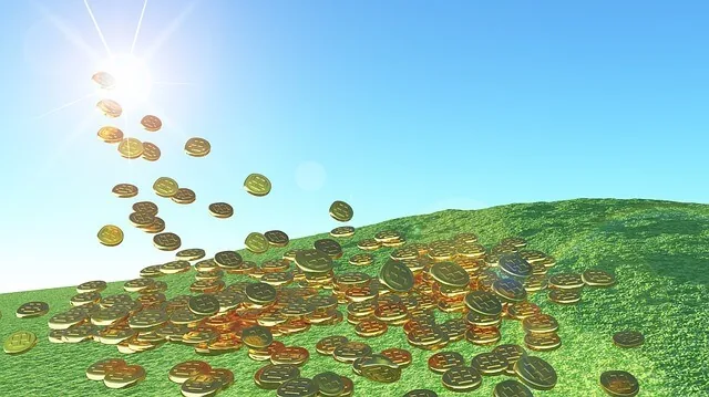 Moedas douradas flutuando ilustrando hot money significado financeiro