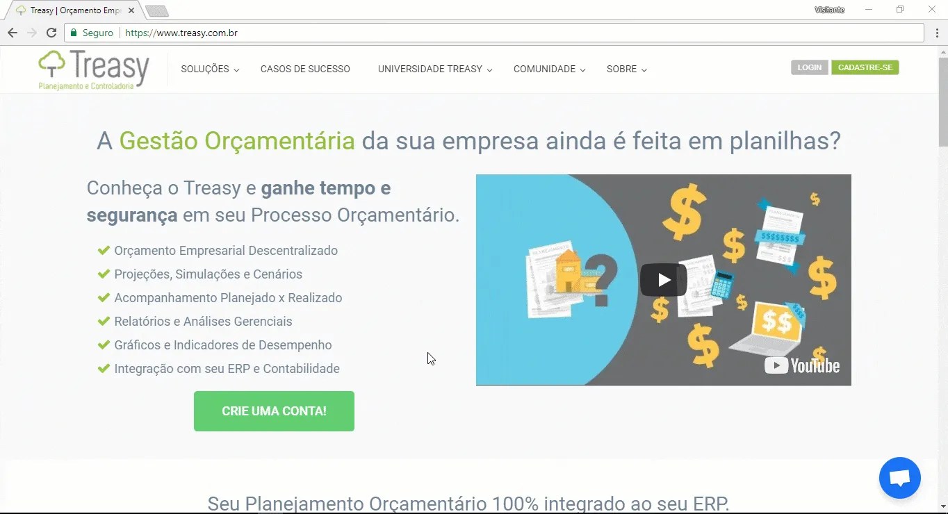 Interface de cadastro mostrando integração completa entre nibo e software Treasy