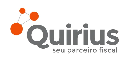 Logo marca Quirius com esferas conectadas em design visual para area fiscal contabilidade digital