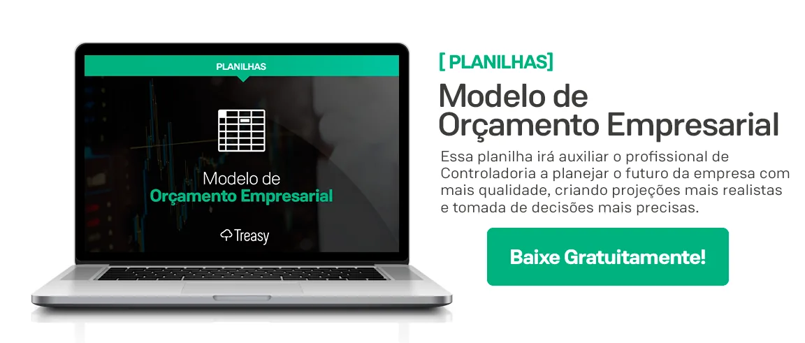 Banner modelo orçamento empresarial organizar as contas com projeções precisas