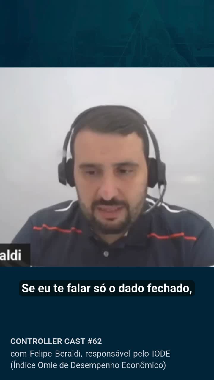Capa do vídeo do Controller Cast #62 com Felipe Beraldi, responsável pelo IODE (Índice Omie de Desempenho Econômico), durante a gravação do episódio